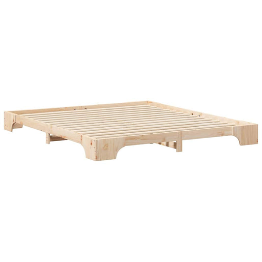 Bodenbettgestell Braun 200 x 210 cm Massivholz Kiefer