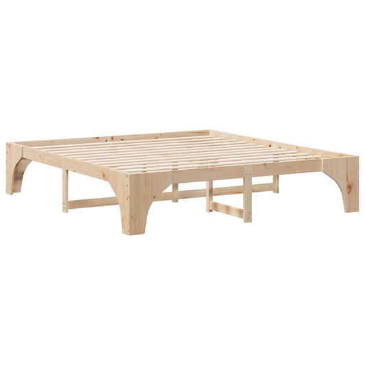 Bodenbettgestell Braun 200 x 200 cm Massivholz Kiefer