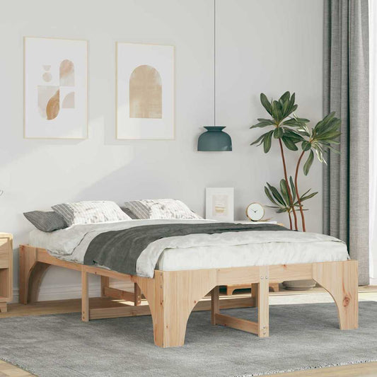 Bodenbettgestell mit Speicher Braun 120 x 190 cm Kiefernholz