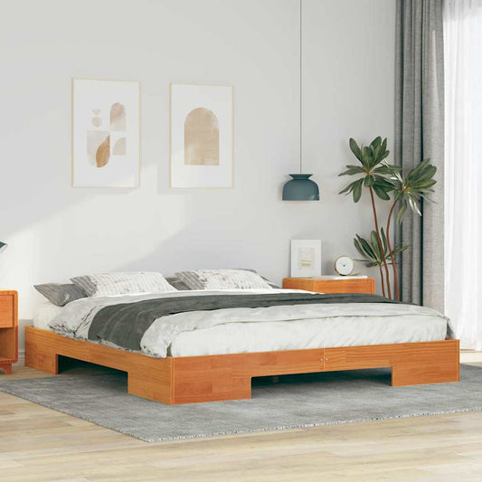 Bodenbettgestell Braun 200 x 200 cm Massivholz Kiefer
