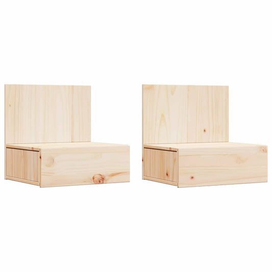 Nachttisch 2 pcs Braun 42 x 32,5 x 40 cm Massivholz Kiefer