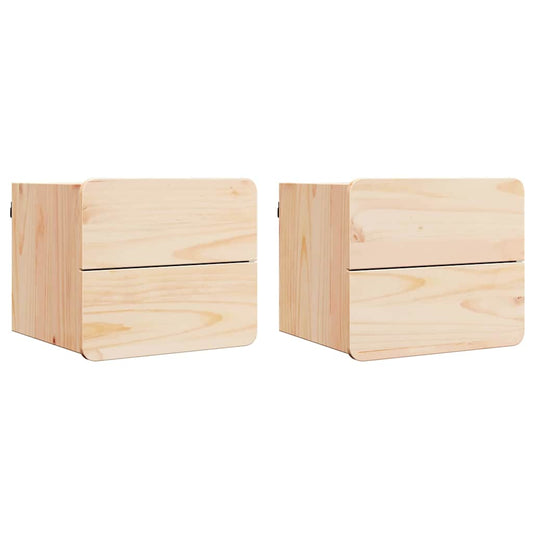 Nachttisch 2 pcs Braun 39 x 34 x 33 cm Massivholz Kiefer
