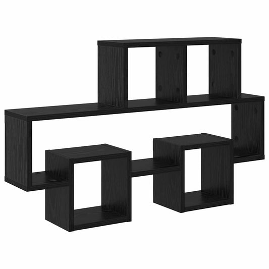 Wandregal Schwarz Eichen-Optik 82 x 15 x 51 cm Holzwerkstoff