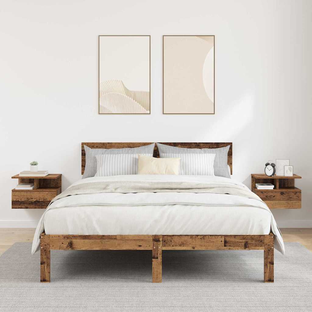 Schwebende Nachttische 2 Stück Alte Holzoptik 40x31x27 cm Holzwerkstoff