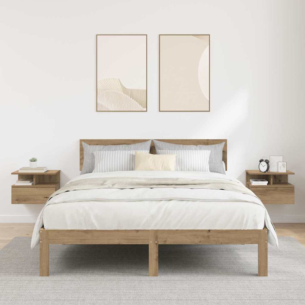 Schwebende Nachttische 2 Stück Artisan Eiche 40x31x27 cm Werkstoff Holz