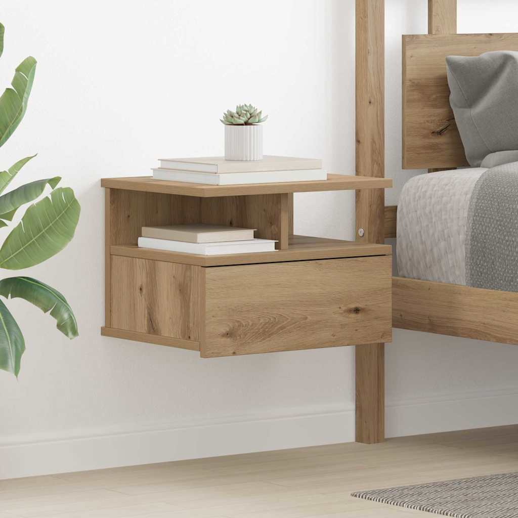 Schwebende Nachttische 2 Stück Artisan Eiche 40x31x27 cm Werkstoff Holz