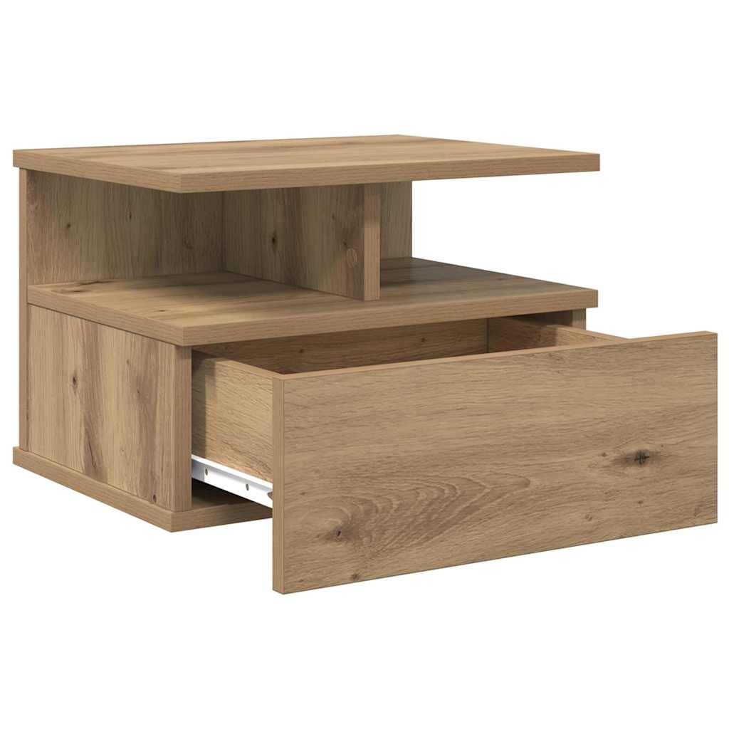 Schwebende Nachttische 2 Stück Artisan Eiche 40x31x27 cm Werkstoff Holz