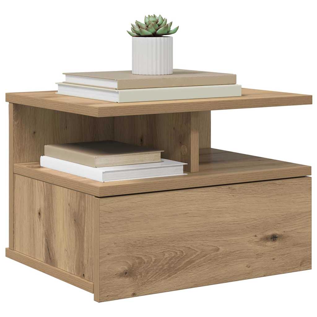 Schwebende Nachttische 2 Stück Artisan Eiche 40x31x27 cm Werkstoff Holz