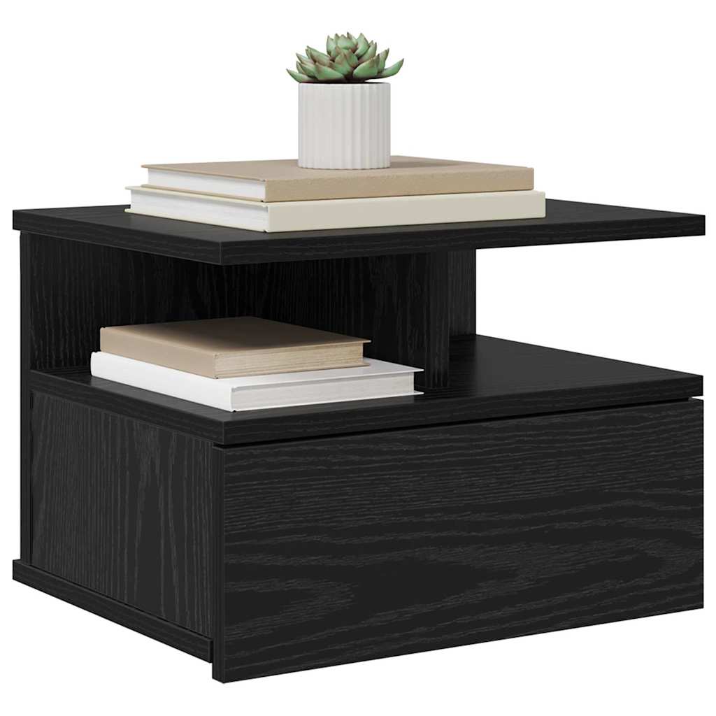 Schwebender Nachttisch Schwarz Eiche 40x31x27 cm Holzwerkstoff