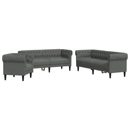 Sofa Set Dunkelgrau Stoff