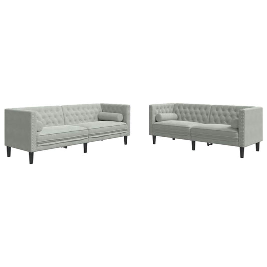 Sofa Set Hellgrau Samt
