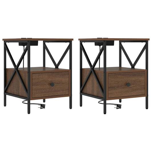 Nachttisch 2 pcs Braun Eichen-Optik 41,5 x 40,5 x 55 cm