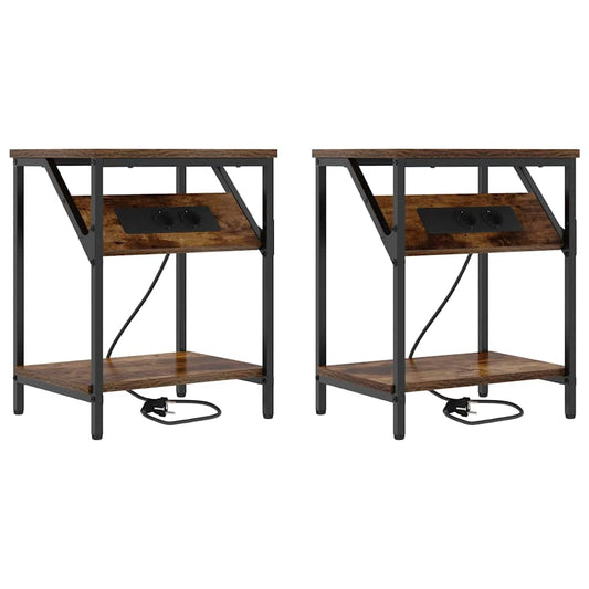 Nachttisch 2 pcs Geräucherte Eiche 38 x 30 x 48 cm