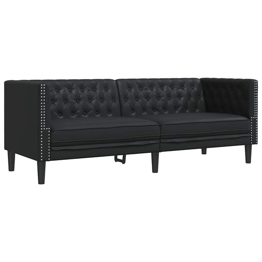 Chesterfield-Sofa Schwarz 194 x 74.5 x 70.5 cm Kunstleder