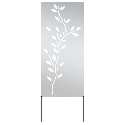 Garten Sichtschutz-Leinwand Floral Silber 50 x 140 cm Edelstahl