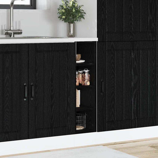 Küchenunterschrank mit Regal Riga Schwarz Eichen-Optik