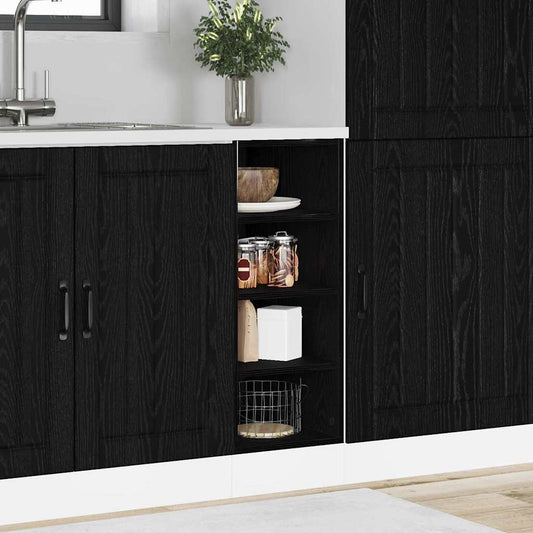 Küchenunterschrank mit Regal Riga Schwarz Eichen-Optik