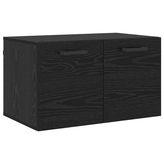 Wandschrank Wandmontiert Schwarz Eichen-Optik 60 x 36,5 x 35 cm