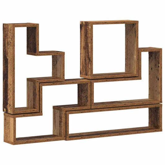 Wandwürfel mit Regal Altholz 96 x 12 x 64 cm Holzwerkstoff