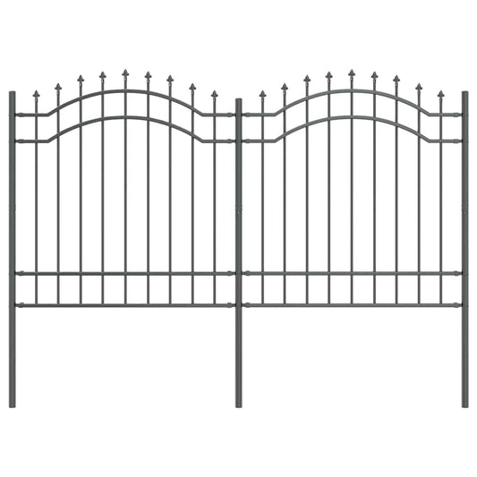 Gartenzaun Grau 165 cm Pulverbeschichteter Stahl