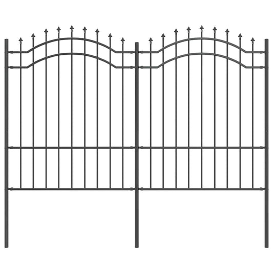 Gartenzaun Grau 190 cm Pulverbeschichteter Stahl