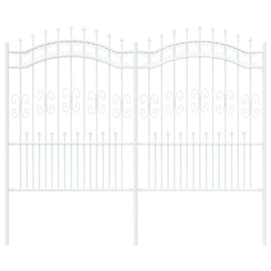 Gartenzaun Weiß 190 cm Pulverbeschichteter Stahl