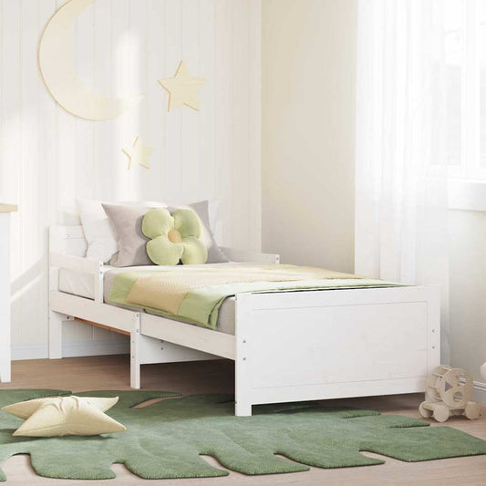 Ausziehbares Bettgestell für Kinder Weiß 80 x 130 / 165 / 200 cm