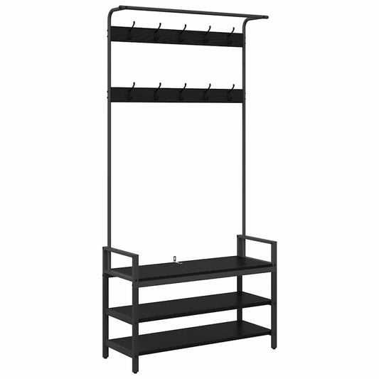 Kleiderständer mit Regal Schwarz Eichen-Optik 95 x 34 x 184 cm