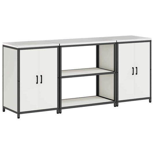 Aufbewahrungsset für die Küche mit Regal 3 pcs Weiß Stahl