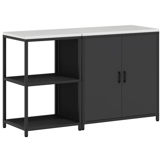 Aufbewahrungsset für die Küche mit Regal 2 pcs Schwarz Stahl