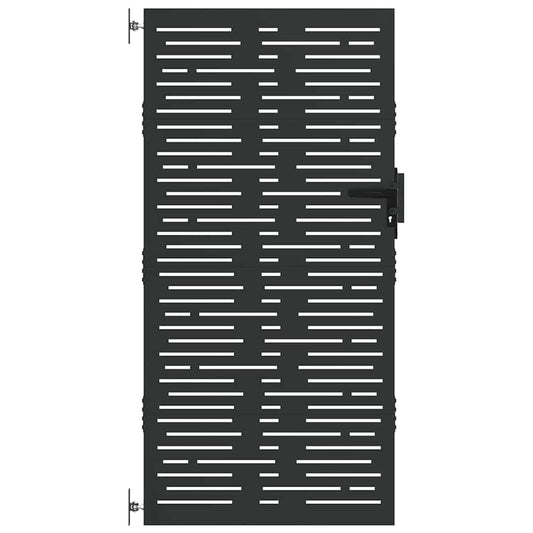 Gartentor Schwarz 85 x 200 cm Pulverbeschichteter Stahl