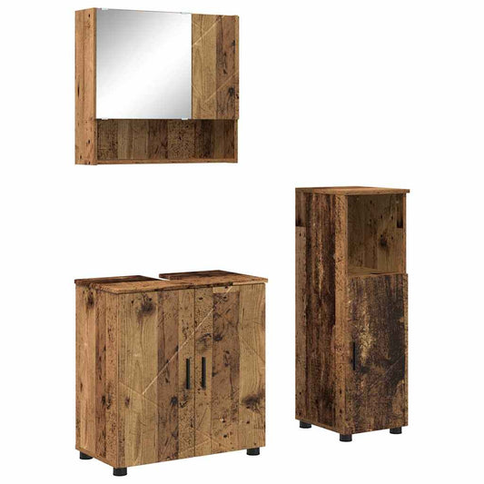 Badezimmermöbel-Set 3 pcs Altholz Holzwerkstoff & Metall