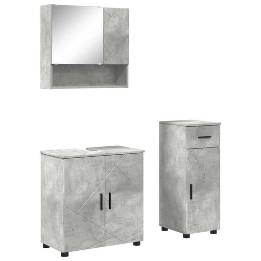 Badezimmermöbel-Set 3 pcs Beton Grau Holzwerkstoff & Metall