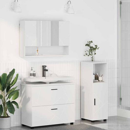 Badezimmermöbel Set 3 pcs Weiß 76,5 x 35 x 64 cm Holzwerkstoff