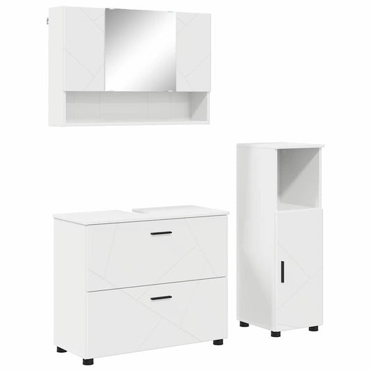 Badezimmermöbel Set 3 pcs Weiß 76,5 x 35 x 64 cm Holzwerkstoff