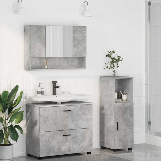 Badezimmermöbel Set mit Regal 3 pcs Betongrau 76,5 x 35 x 64 cm