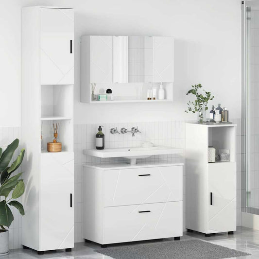 Badezimmermöbel Set 4 pcs Hochglanz-Weiß 30 x 35 x 192 cm