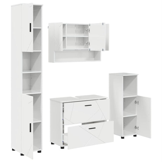 Badezimmermöbel Set 4 pcs Hochglanz-Weiß 30 x 35 x 192 cm