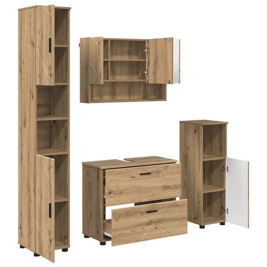Badezimmermöbel Set 4 pcs Artisan-Eiche 30 x 35 x 192 cm
