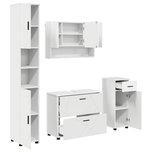 Badezimmermöbel Set 4 pcs Weiß 30 x 35 x 192 cm Holzwerkstoff
