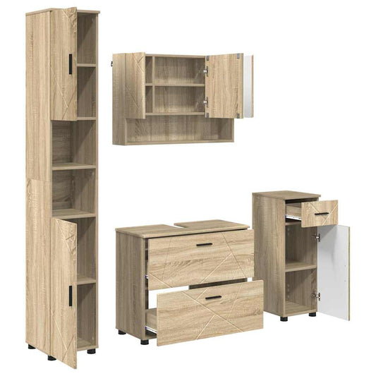 Badezimmermöbel Set mit Tür 4 pcs Sonoma-Eiche 30 x 35 x 192 cm