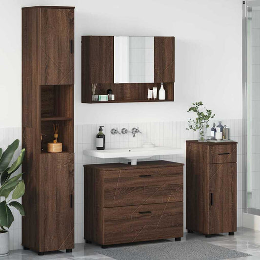 Badezimmermöbel Set 4 pcs Braun Eichen-Optik 30 x 35 x 192 cm