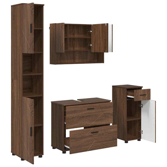 Badezimmermöbel Set 4 pcs Braun Eichen-Optik 30 x 35 x 192 cm