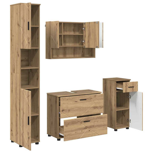 Badezimmermöbel Set 4 pcs Artisan-Eiche 30 x 35 x 192 cm