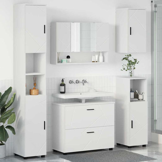 Badezimmermöbel Set 5 pcs Weiß 30 x 35 x 192 cm Holzwerkstoff