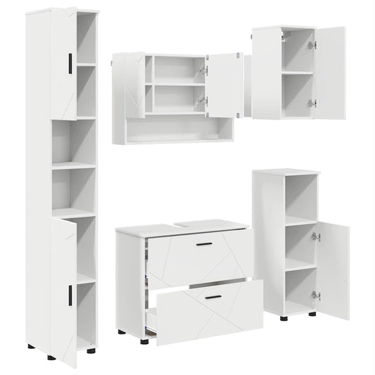 Badezimmermöbel Set 5 pcs Weiß 30 x 35 x 192 cm Holzwerkstoff