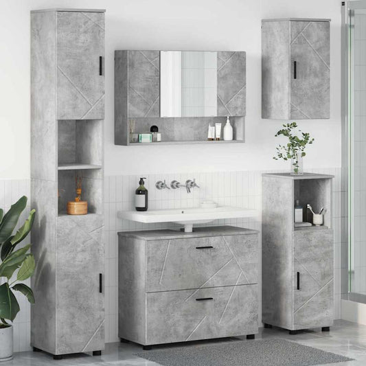 Badezimmermöbel Set mit Regal 5 pcs Betongrau 30 x 35 x 192 cm