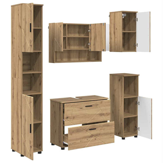 Badezimmermöbel Set 5 pcs Artisan-Eiche 30 x 35 x 192 cm