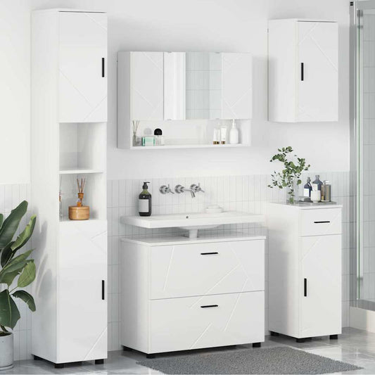 Badezimmermöbel Set 5 pcs Hochglanz-Weiß 30 x 35 x 192 cm