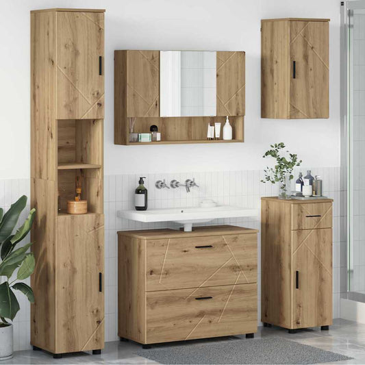Badezimmermöbel Set 5 pcs Eiche handwerklich 30 x 35 x 192 cm